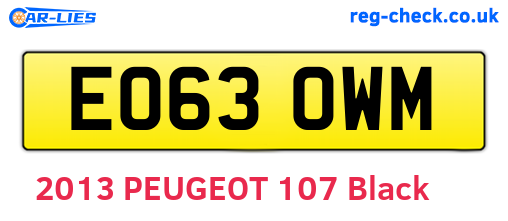 EO63OWM are the vehicle registration plates.