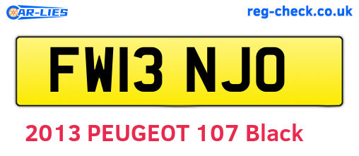 FW13NJO are the vehicle registration plates.