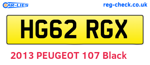 HG62RGX are the vehicle registration plates.