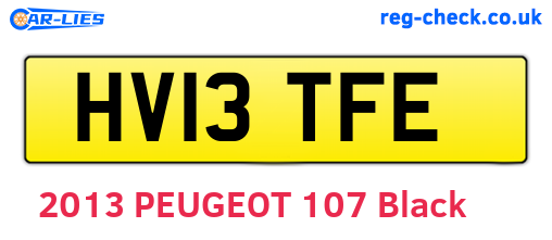 HV13TFE are the vehicle registration plates.