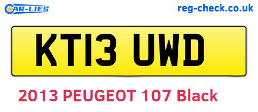 KT13UWD are the vehicle registration plates.