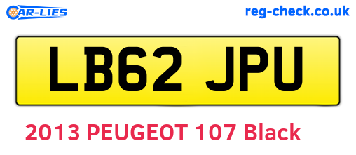 LB62JPU are the vehicle registration plates.