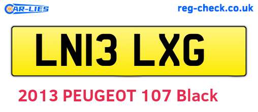 LN13LXG are the vehicle registration plates.