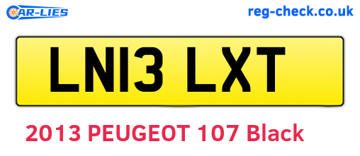 LN13LXT are the vehicle registration plates.