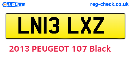 LN13LXZ are the vehicle registration plates.