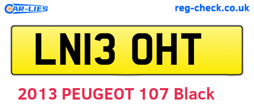 LN13OHT are the vehicle registration plates.