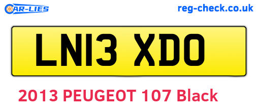 LN13XDO are the vehicle registration plates.
