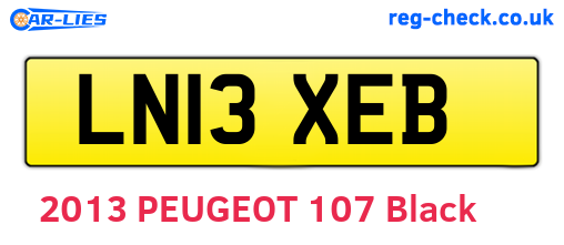 LN13XEB are the vehicle registration plates.