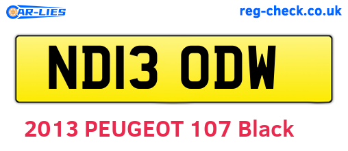 ND13ODW are the vehicle registration plates.