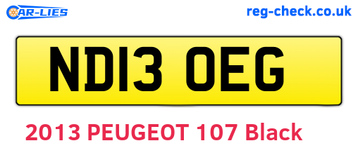 ND13OEG are the vehicle registration plates.