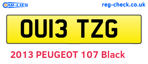 OU13TZG are the vehicle registration plates.