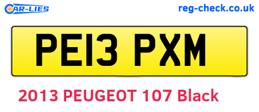 PE13PXM are the vehicle registration plates.