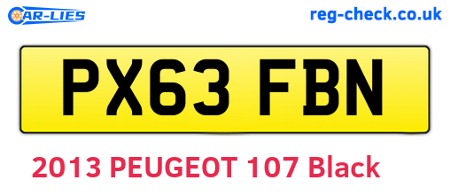 PX63FBN are the vehicle registration plates.