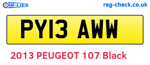 PY13AWW are the vehicle registration plates.