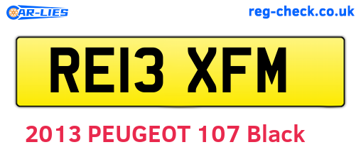 RE13XFM are the vehicle registration plates.