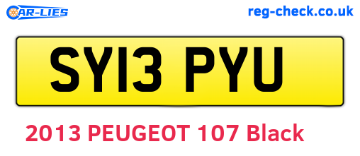 SY13PYU are the vehicle registration plates.