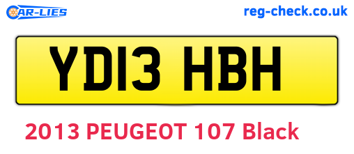 YD13HBH are the vehicle registration plates.