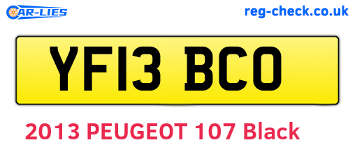 YF13BCO are the vehicle registration plates.