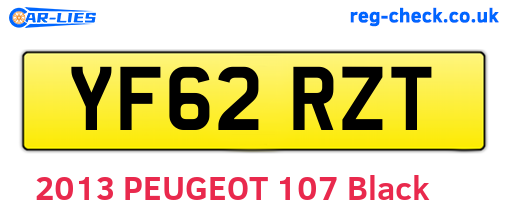 YF62RZT are the vehicle registration plates.