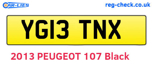 YG13TNX are the vehicle registration plates.