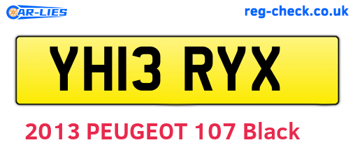 YH13RYX are the vehicle registration plates.