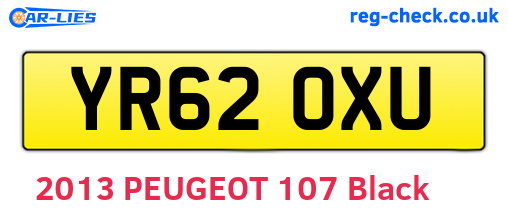 YR62OXU are the vehicle registration plates.