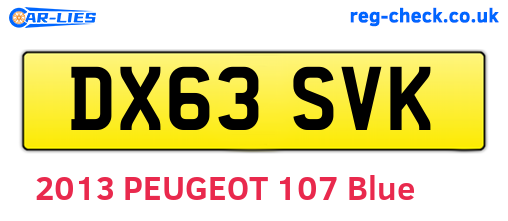 DX63SVK are the vehicle registration plates.