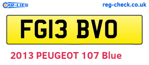 FG13BVO are the vehicle registration plates.