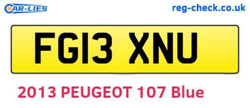 FG13XNU are the vehicle registration plates.