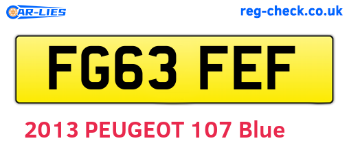 FG63FEF are the vehicle registration plates.