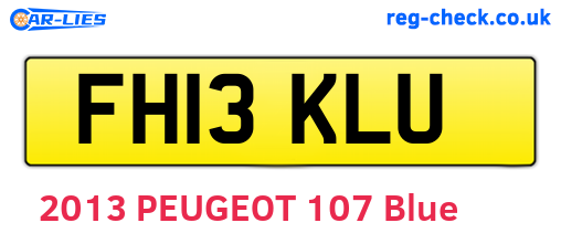 FH13KLU are the vehicle registration plates.