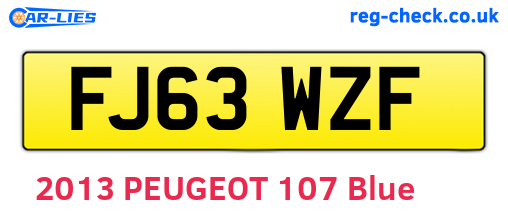 FJ63WZF are the vehicle registration plates.