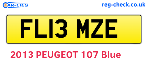 FL13MZE are the vehicle registration plates.