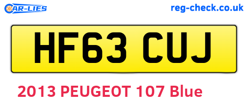 HF63CUJ are the vehicle registration plates.