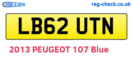 LB62UTN are the vehicle registration plates.