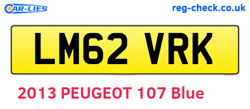 LM62VRK are the vehicle registration plates.