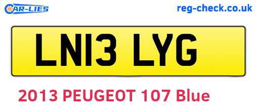LN13LYG are the vehicle registration plates.