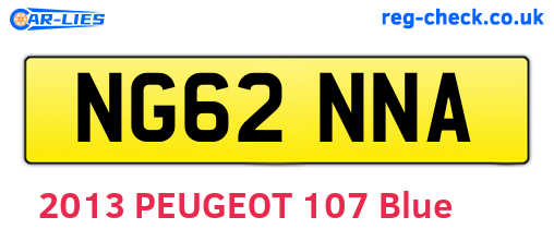 NG62NNA are the vehicle registration plates.