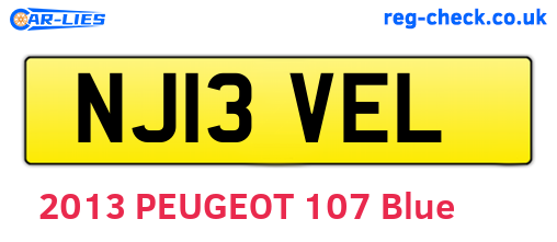 NJ13VEL are the vehicle registration plates.