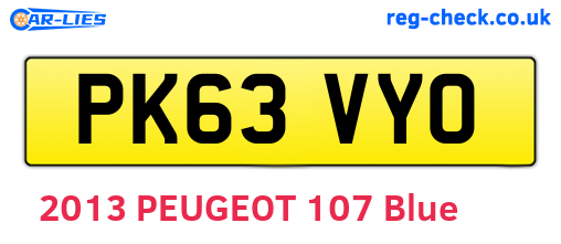 PK63VYO are the vehicle registration plates.