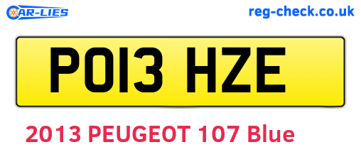 PO13HZE are the vehicle registration plates.
