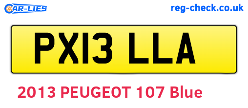 PX13LLA are the vehicle registration plates.