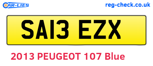 SA13EZX are the vehicle registration plates.