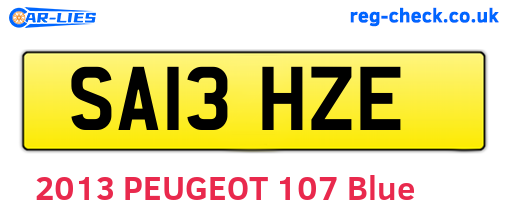 SA13HZE are the vehicle registration plates.