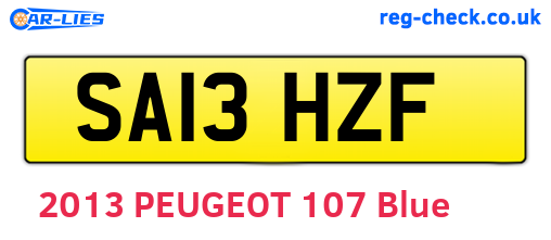 SA13HZF are the vehicle registration plates.