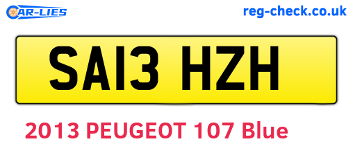SA13HZH are the vehicle registration plates.
