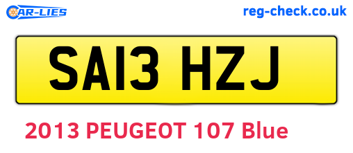 SA13HZJ are the vehicle registration plates.