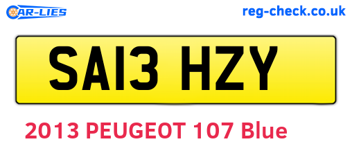SA13HZY are the vehicle registration plates.