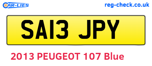SA13JPY are the vehicle registration plates.