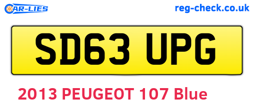 SD63UPG are the vehicle registration plates.